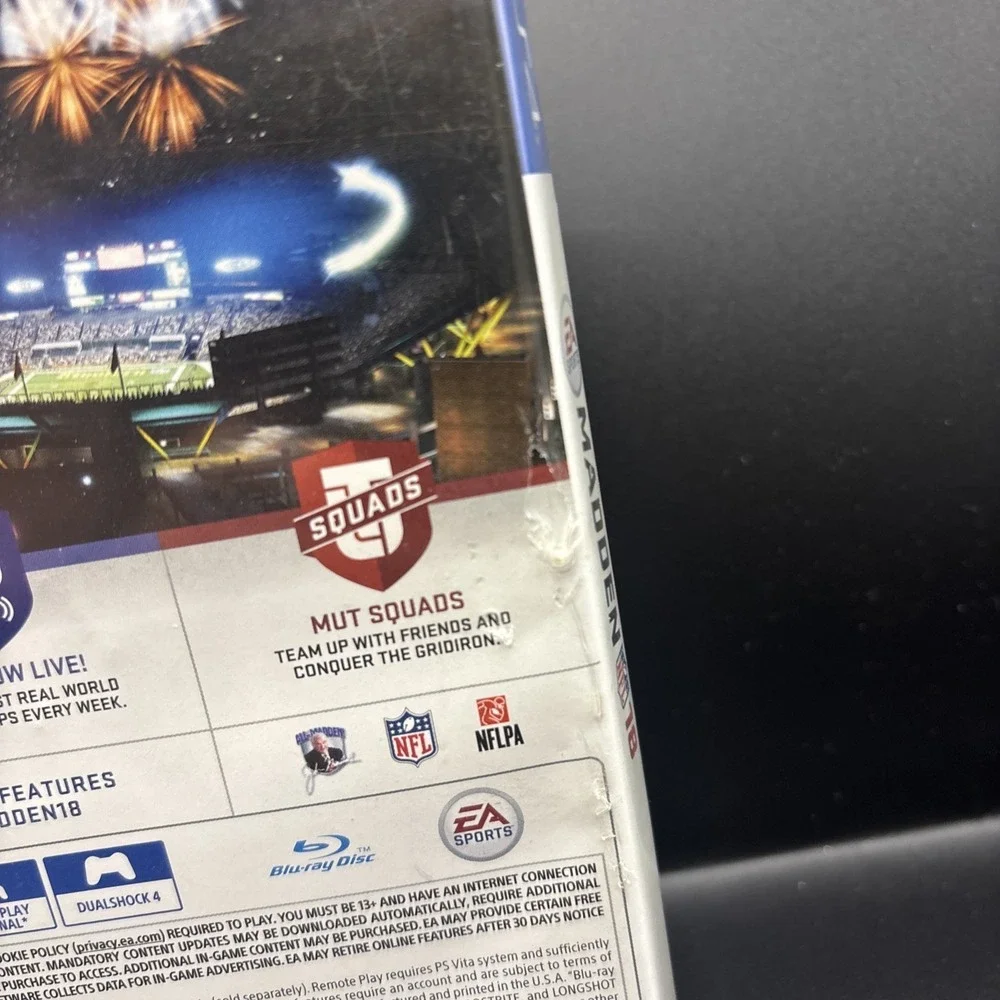Madden NFL 18 PS4 PlayStation 4 Tested Working w/ Case Insert Tom Brady